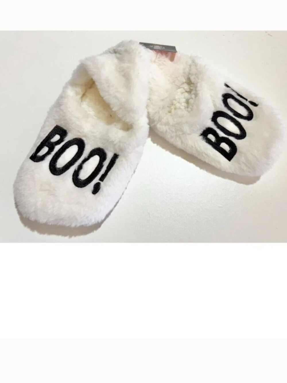 BOO Halloween Slipper Socks White “BOO” Size S/M Shoes Size 5-7 Womens